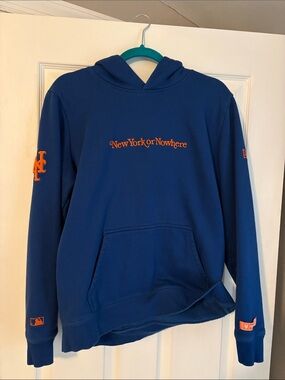 New York or Nowhere METS Men's Hoodie - Blue with Orange Logo
